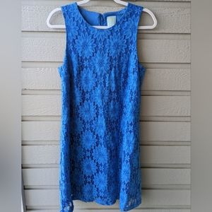 Cece Blue Lacy Floral Sleeveless Sheath Dress Size 10